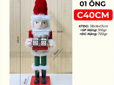 Mô hình Chú lính chì cầm lịch gỗ đếm ngày đến Giáng Sinh C40cm MHDB-XMAS-09